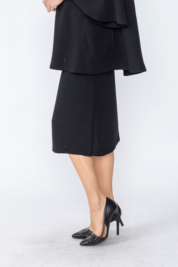 Black Cube Poly Side Slit Skirt